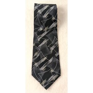 Carlo‎ Palazzi Silk Tie Black Silver Abstract Geometric Hand Made in Italy